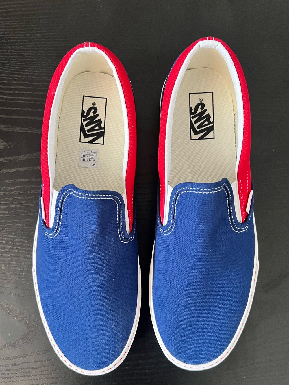 Vans Classic Slip-On Sneakers in Blue Red Checkers